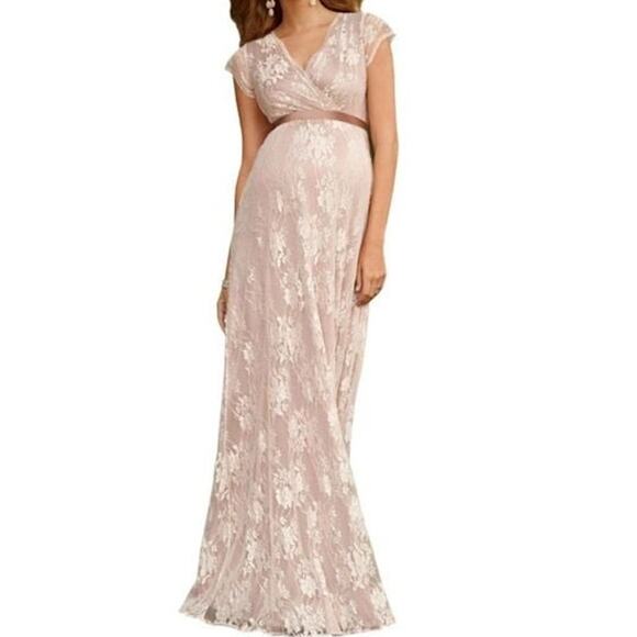 Tiffany Rose Maternity Rose Eden Lace Long Gown Blush Size 3 (8-10) - Picture 1 of 12